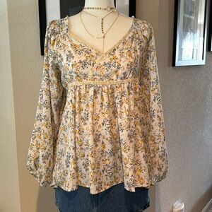 Floral long sleeve tunic top
